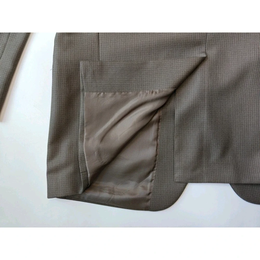 Lauren Ralph Lauren Mens Sports Coat 44L Brown Blue Geometric 2 Button Blazer